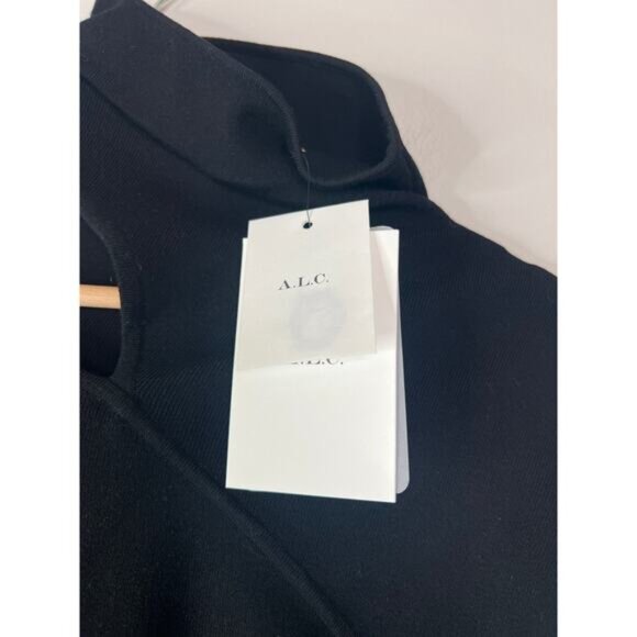 NWT A.L.C. Edith Rib Knit Turtleneck Pullover Cutout Shoulder Black Sweater - Picture 4 of 8